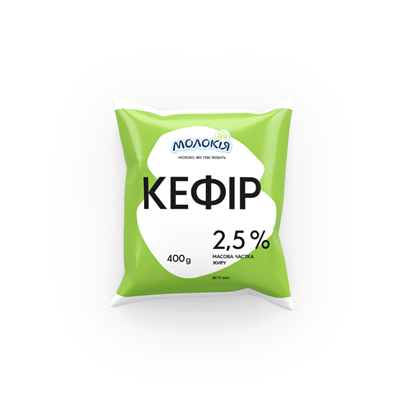Кефір МОЛОКІЯ 2,5%, 400г, плівка поліетиленова
